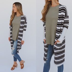black and white cardigan
